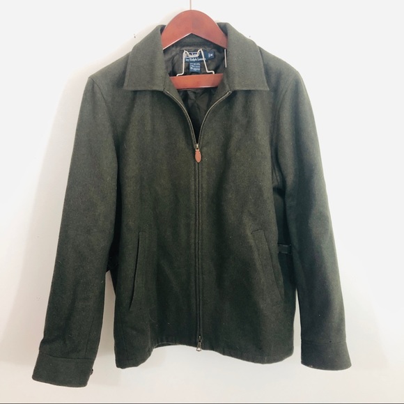 Polo Ralph Lauren Med Green Wool Zip Up Peacoat - Picture 1 of 5